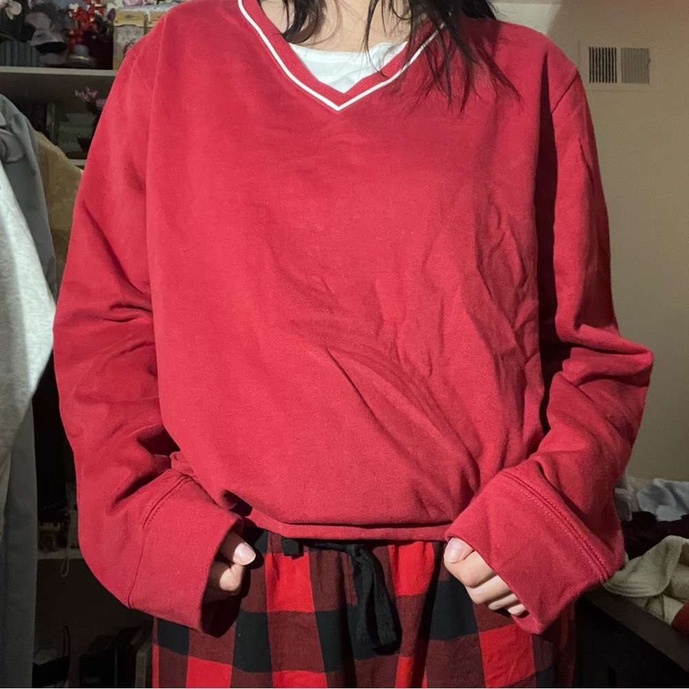 vintage nwot red white sweater with undershirt size medium petite by kim rogers